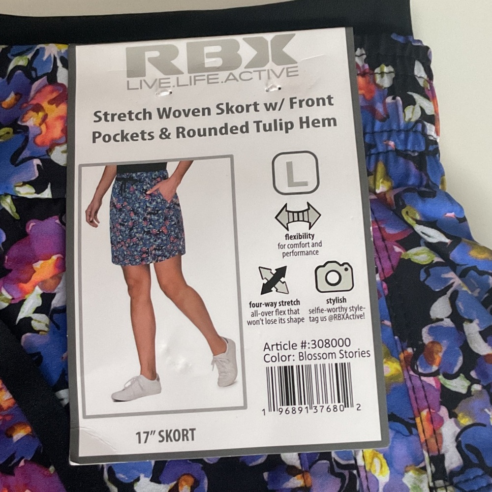RBX Blossom Stories Floral Stretch Skort NWT